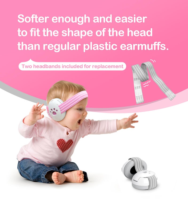 Hocazor HZ001 Baby Hearing Protection - CE & CPC Certified for Babies up to 36 Months - with Replacement Headband Baby Earmuffs Ear Protection for Airplane, Firework Show - White - Image 3