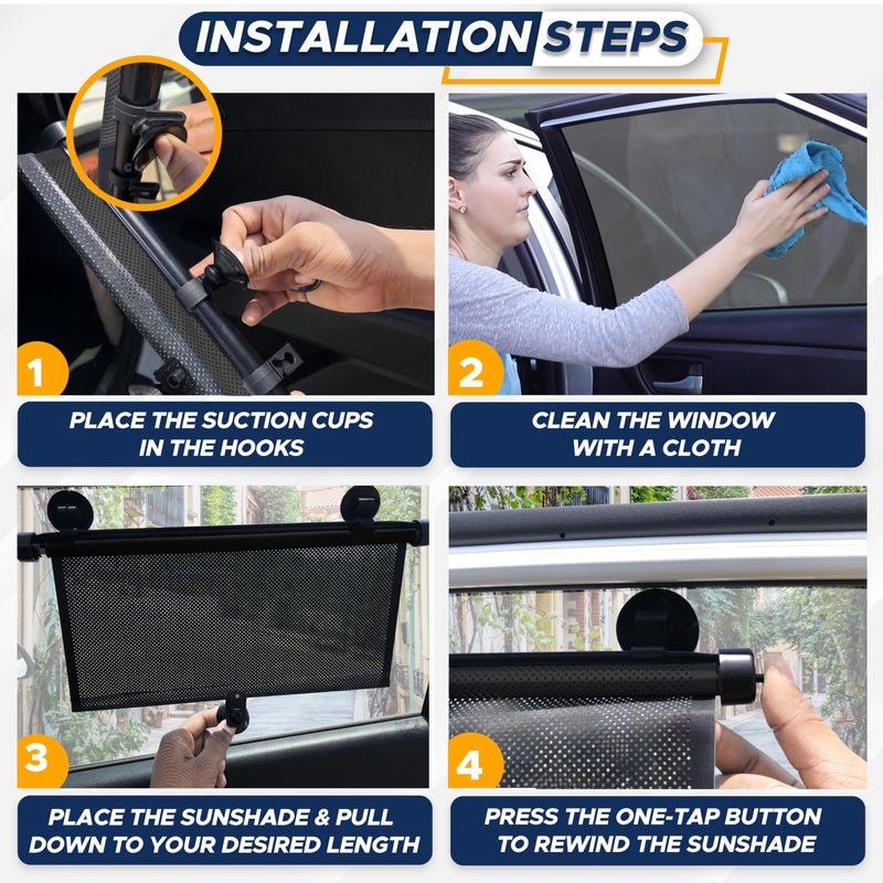 EcoNour Car Window Shades for Windows (2 Pack) | Shade Automotive Interior Sun Protection Large Offers Complete from UV Rays and Glare 18" x 20" - Image 5