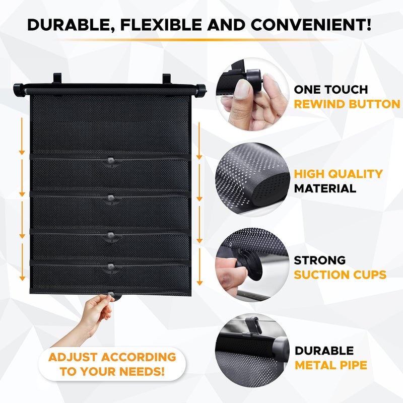 EcoNour Car Window Shades for Windows (2 Pack) | Shade Automotive Interior Sun Protection Large Offers Complete from UV Rays and Glare 18" x 20" - Image 2