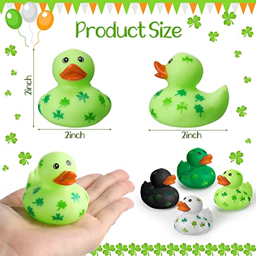 Jerify 96 Pcs 2 Inch St Patricks Day Rubber Ducks Bulk Holiday Rubber Ducks 4 Styles Shamrock Cruise Ducks Baby Shower Duck Bath Pool Birthday Irish Kids Gifts for Party Favors Accessories - Image 5