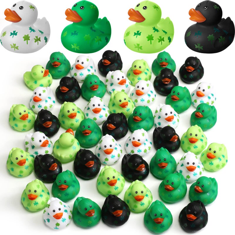 Jerify 96 Pcs 2 Inch St Patricks Day Rubber Ducks Bulk Holiday Rubber Ducks 4 Styles Shamrock Cruise Ducks Baby Shower Duck Bath Pool Birthday Irish Kids Gifts for Party Favors Accessories - Image 3