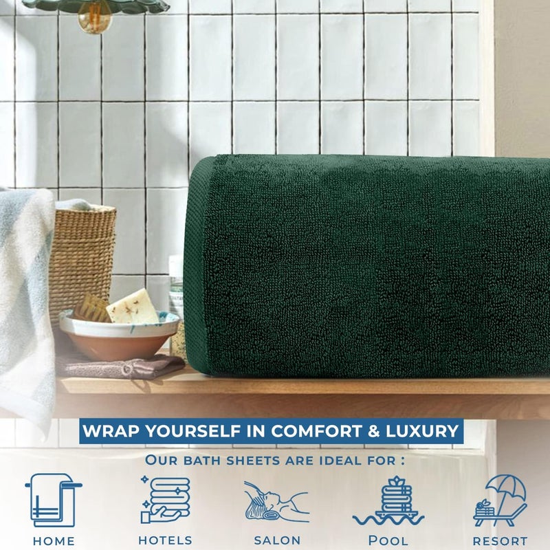 DAN RIVER Pack of 1 Bath Sheet 40x80 Inches, Oversized Bath Towels Extra Large, Organic Cotton Towels for Bathroom - Hunter Green - Image 4