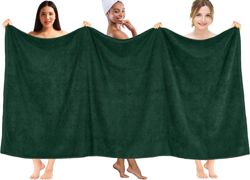 DAN RIVER Pack of 1 Bath Sheet 40x80 Inches, Oversized Bath Towels Extra Large, Organic Cotton Towels for Bathroom - Hunter Green - Image 3