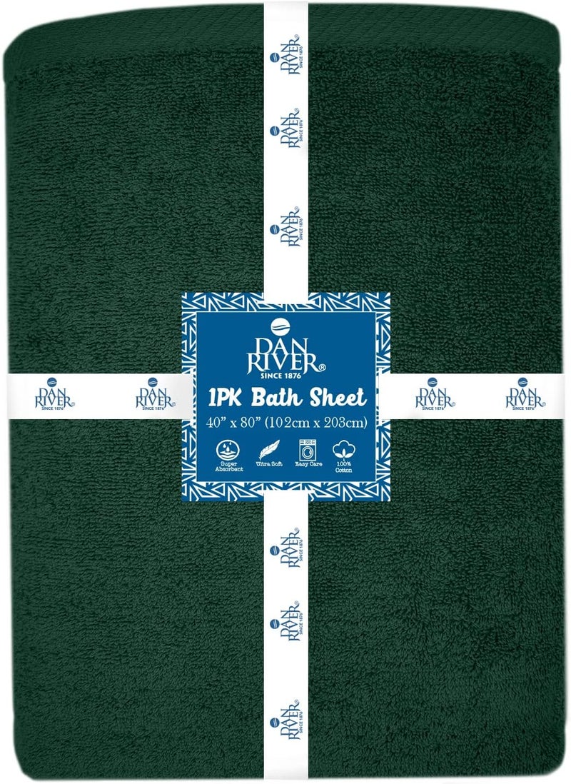 DAN RIVER Pack of 1 Bath Sheet 40x80 Inches, Oversized Bath Towels Extra Large, Organic Cotton Towels for Bathroom - Hunter Green - Image 2