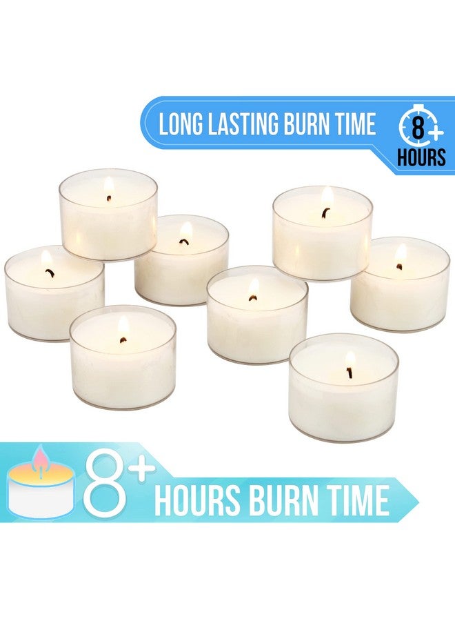 Stonebriar Stonebriar Bulk 96 Pack Unscented Smokeless Long Burning Clear Cup Tea Light Candles with 8 Hour Extended Burn Time, White  - Image 4