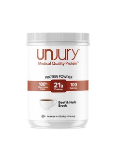 Unjury Whey Protein Powder | Beef And Herb High Protein Soup | 21G 100% Whey Isolate Protein Powder | Low Carb And Lactose Free | Gluten Free | Certified Kosher | 15 Servings