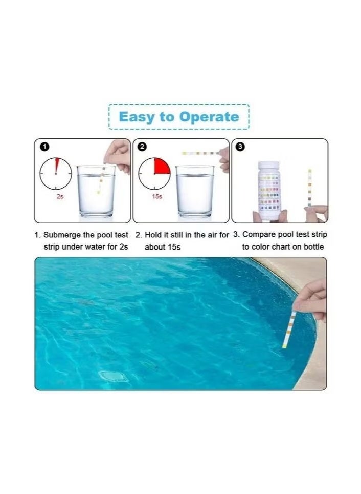 Meetion 50-Pieces/Bottle 6-In-1 Multipurpose Chlorine PH Test Strips,SPA Swimming Pool Water Tester Paper - Image 5