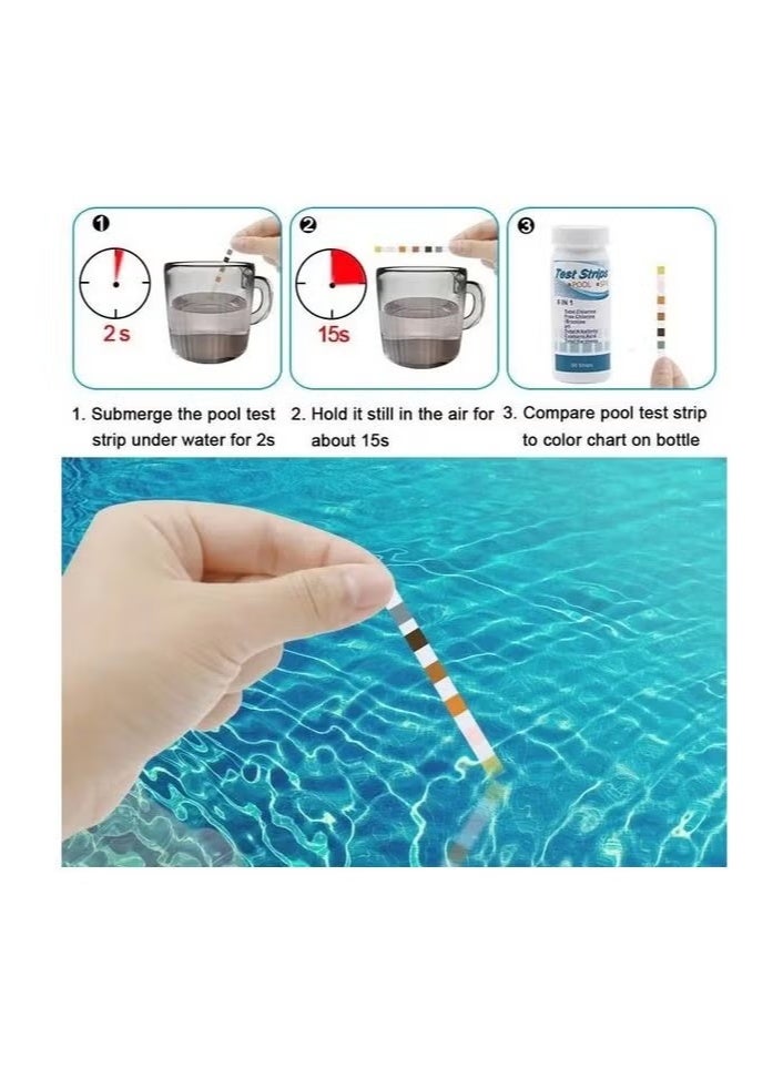 Meetion 50-Pieces/Bottle 6-In-1 Multipurpose Chlorine PH Test Strips,SPA Swimming Pool Water Tester Paper - Image 4