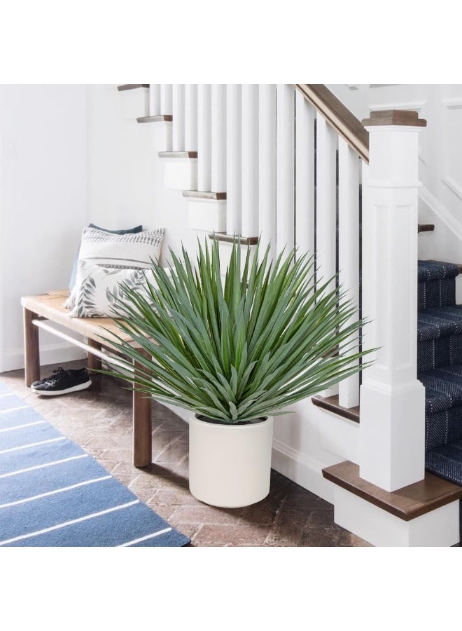 Large Artificial Agave Plant, 26.3in, in White Resin Pot, Realistic Indoor/Outdoor Decor - Image 2