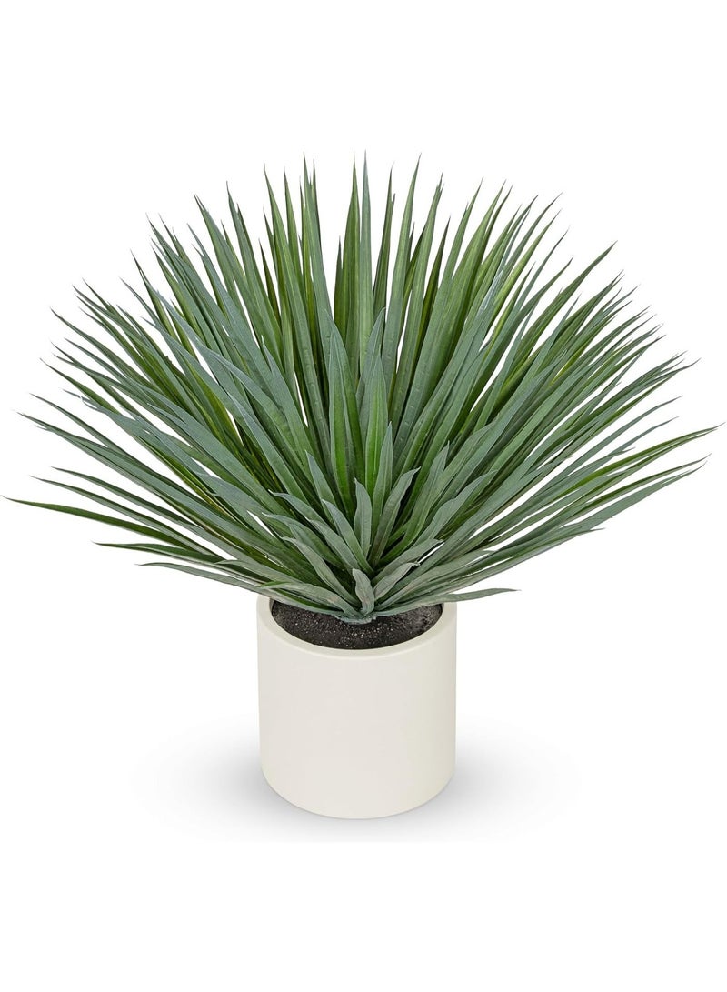 Large Artificial Agave Plant, 26.3in, in White Resin Pot, Realistic Indoor/Outdoor Decor - Image 1