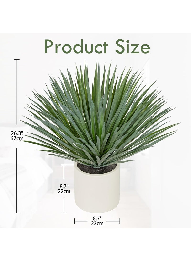Large Artificial Agave Plant, 26.3in, in White Resin Pot, Realistic Indoor/Outdoor Decor - Image 3
