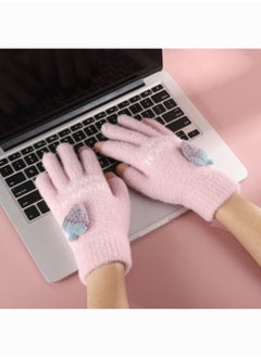 Generic Women girly strawberry mobile screen touch fingers winter wool gloves  - Image 1
