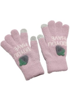 Generic Women girly strawberry mobile screen touch fingers winter wool gloves  - Image 4