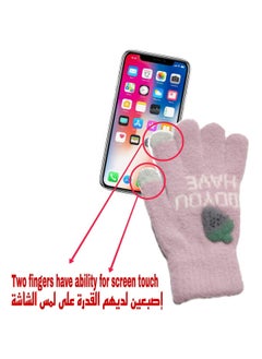 Generic Women girly strawberry mobile screen touch fingers winter wool gloves  - Image 5