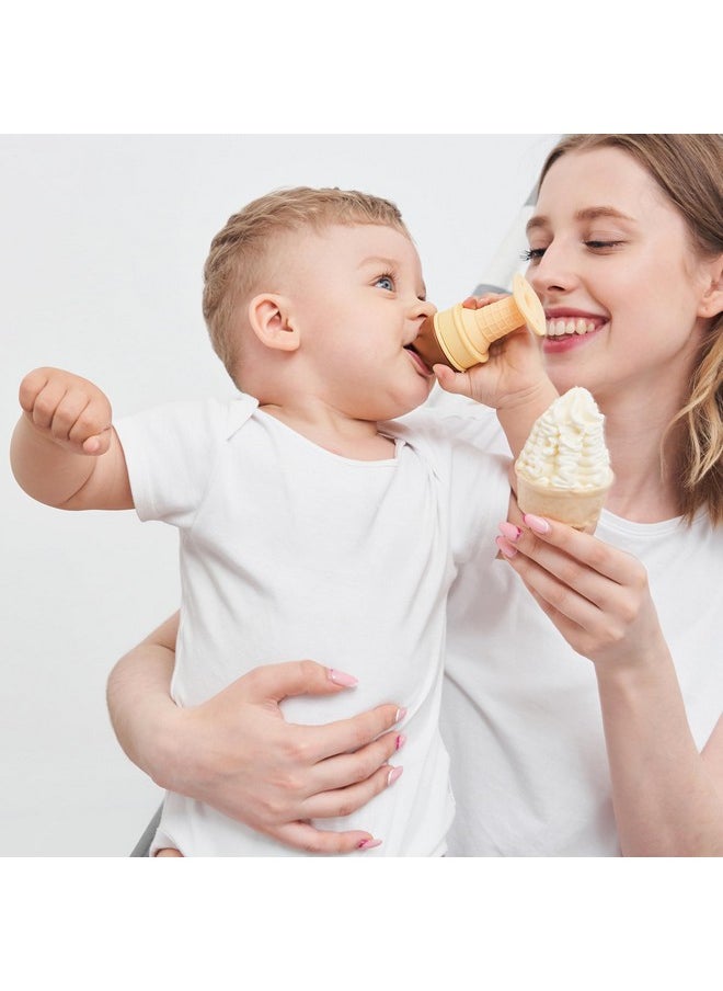 Smily Mia Smily Mia Baby Fruit Food Feeder & Freezer Teether Combo, ICY Bite Ice Cream Teether for Baby Cooling Relief, BPA Free Silicone Feeder for Safe Infant Self Feeding,3 Month+,Choclate Brown  - Image 4