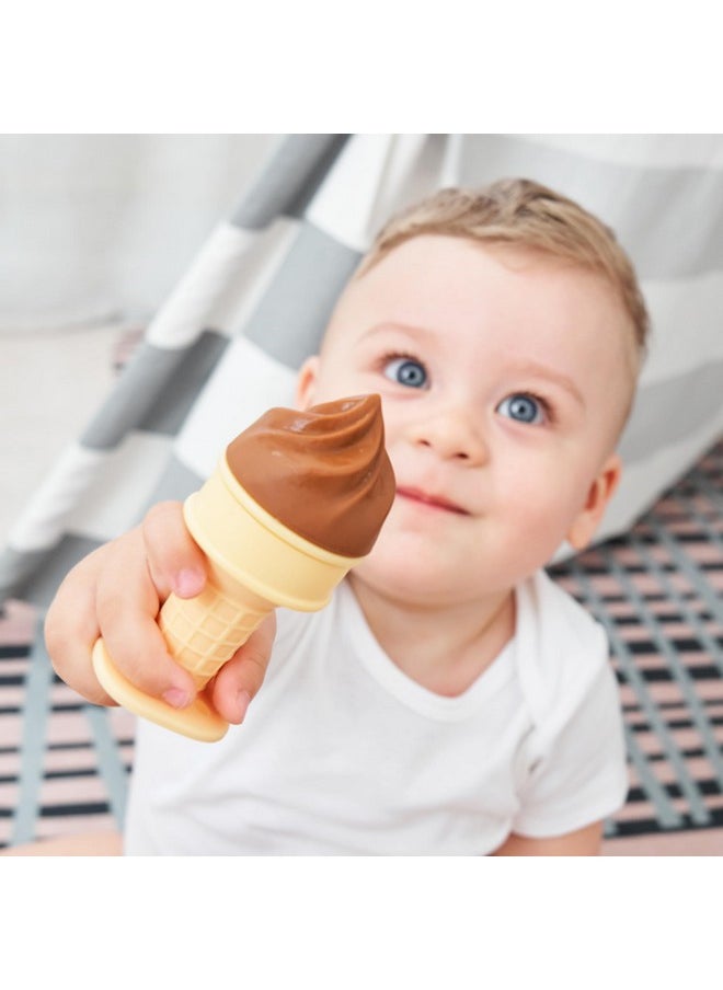 Smily Mia Smily Mia Baby Fruit Food Feeder & Freezer Teether Combo, ICY Bite Ice Cream Teether for Baby Cooling Relief, BPA Free Silicone Feeder for Safe Infant Self Feeding,3 Month+,Choclate Brown  - Image 2