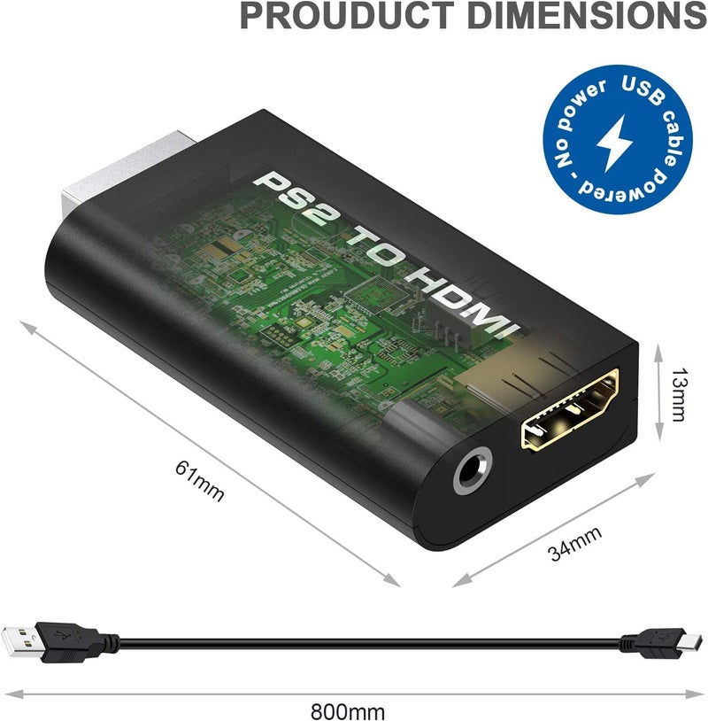 MICROWARE PS2 to HDMI Converter Adapter, Supports All PS2 Display Modes - Image 5