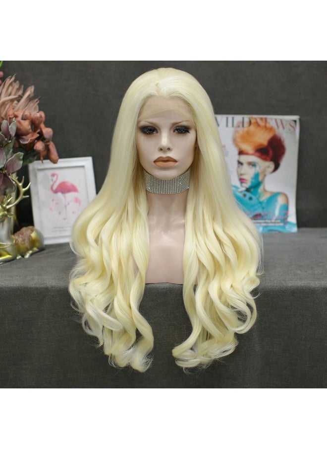 IMSTYLE Mstyle 613 Blonde Wave Lace Front Wig Heat Resistant Synthetic Light Blonde Hair Wig For Cosplay Party Halloween 26 Inch  - Image 2