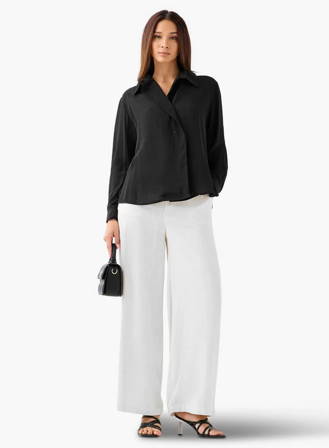 Splash FAV Regular Fit Viscose Top with Button Detail