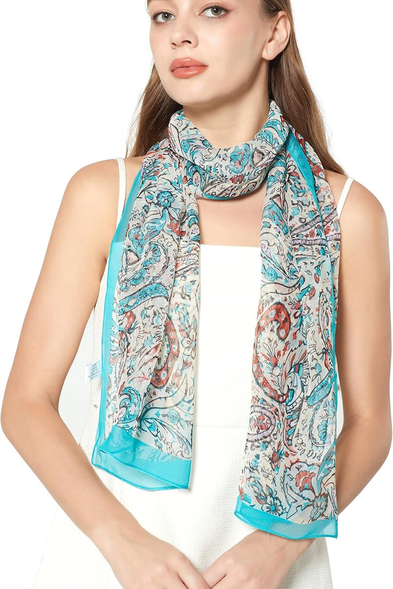 PANTONIGHT Long Chiffon Sheer Scarf Gradient Shaded Colors Lightweight Scarf For Womens - Image 1