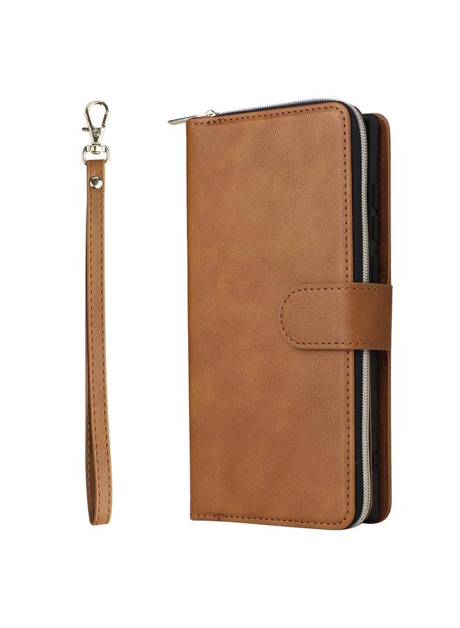 S-TOP Case For Samsung Galaxy S22 Ultra 5G 9 Card Slots Zipper Wallet Bag Leather Phone Case - Image 2