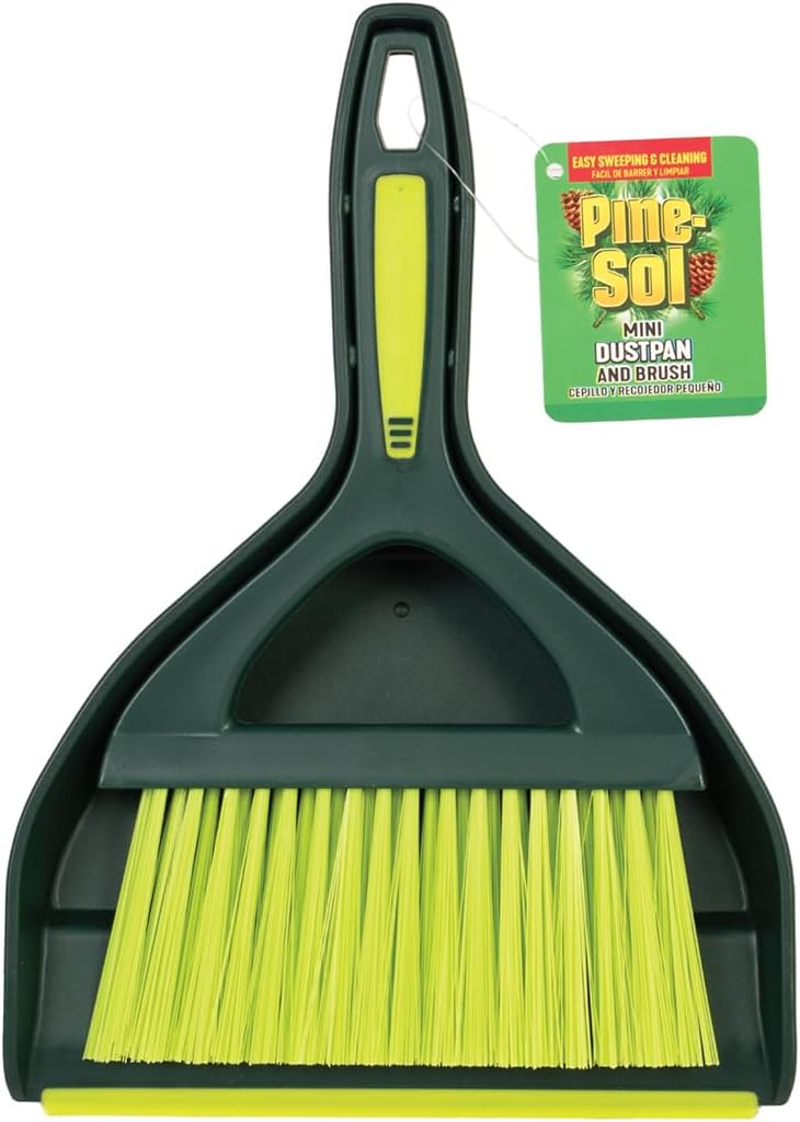 Pine Sol Mini Dustpan and Brush Set | Nesting Snap-On Design | Portable, Compact Dust Pan and Hand Broom for Cleaning, Green - Image 1