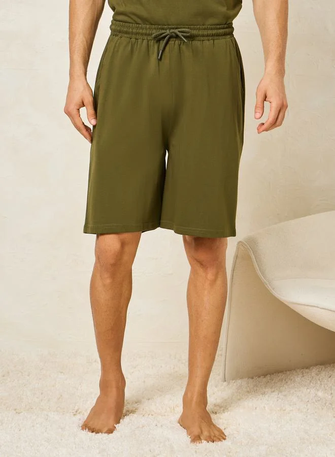 Styli Minimal Sleeve Print Crew Neck T-Shirt & Shorts Set
