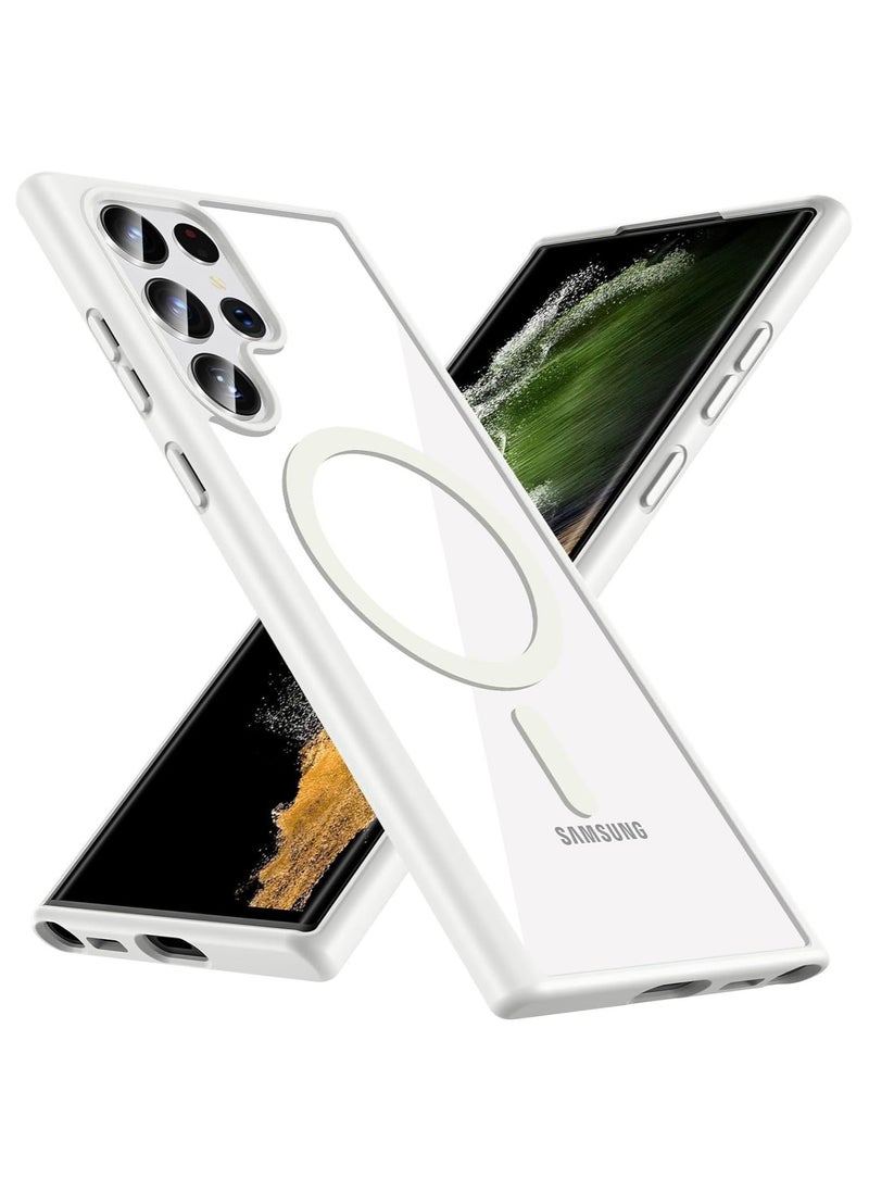 Generic Magnetic Case for Samsung Galaxy S22 Ultra Case [Compatible with MagSafe] [Shockproof Military Grade], Transparent Back Slim Bumper Cover Phone Case Samsung S22 Ultra (white)  - Image 1