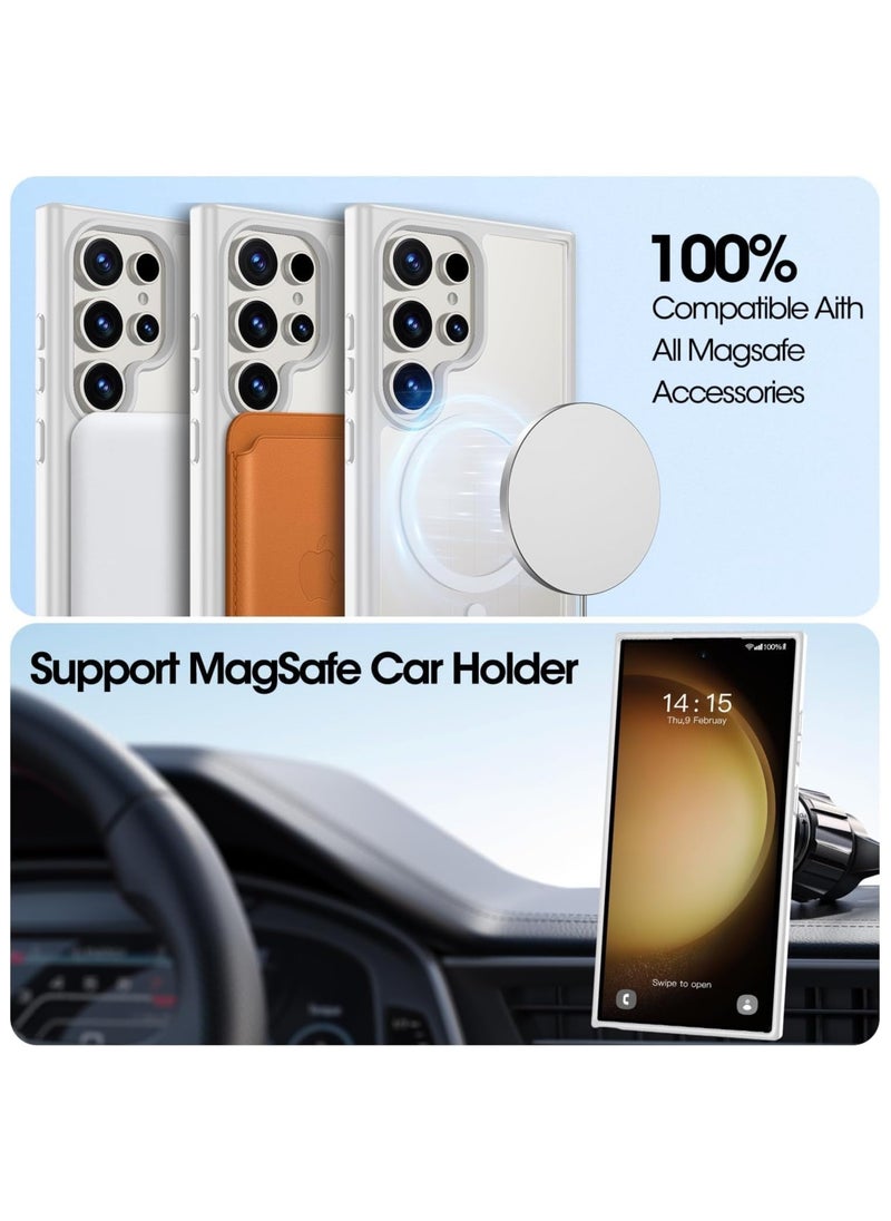 Generic Magnetic Case for Samsung Galaxy S22 Ultra Case [Compatible with MagSafe] [Shockproof Military Grade], Transparent Back Slim Bumper Cover Phone Case Samsung S22 Ultra (white)  - Image 2