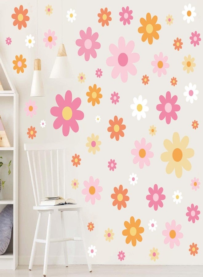 JarThenaAMCS 9 Sheets Boho Groovy Daisy Wall Stickers Colorful Floral PVC Decorative Decals Hippie Flowers Wall Art Decor for Home Classroom Party Supplies, 7.8 x 11.8 Inch - Image 1