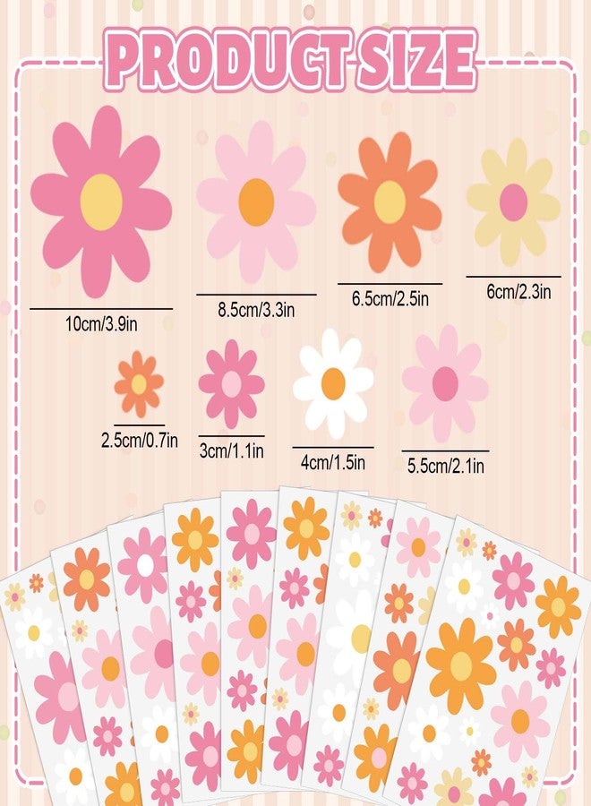 JarThenaAMCS 9 Sheets Boho Groovy Daisy Wall Stickers Colorful Floral PVC Decorative Decals Hippie Flowers Wall Art Decor for Home Classroom Party Supplies, 7.8 x 11.8 Inch - Image 2
