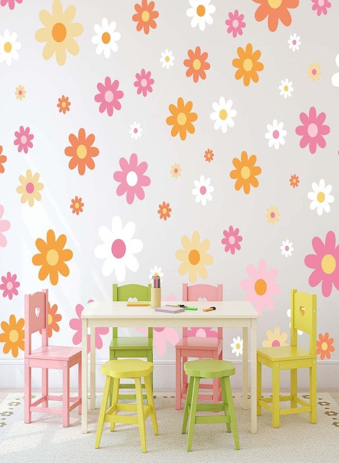 JarThenaAMCS 9 Sheets Boho Groovy Daisy Wall Stickers Colorful Floral PVC Decorative Decals Hippie Flowers Wall Art Decor for Home Classroom Party Supplies, 7.8 x 11.8 Inch - Image 5