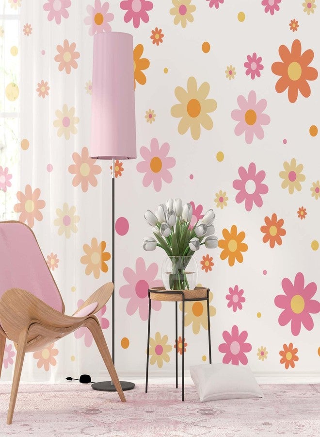JarThenaAMCS 9 Sheets Boho Groovy Daisy Wall Stickers Colorful Floral PVC Decorative Decals Hippie Flowers Wall Art Decor for Home Classroom Party Supplies, 7.8 x 11.8 Inch - Image 3