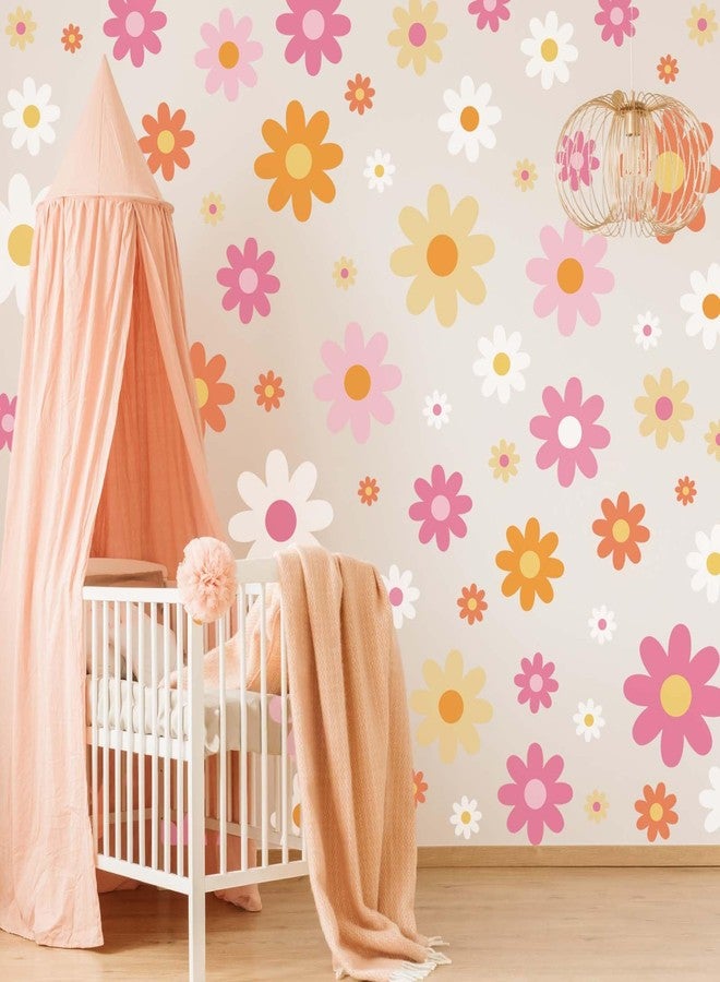 JarThenaAMCS 9 Sheets Boho Groovy Daisy Wall Stickers Colorful Floral PVC Decorative Decals Hippie Flowers Wall Art Decor for Home Classroom Party Supplies, 7.8 x 11.8 Inch - Image 4