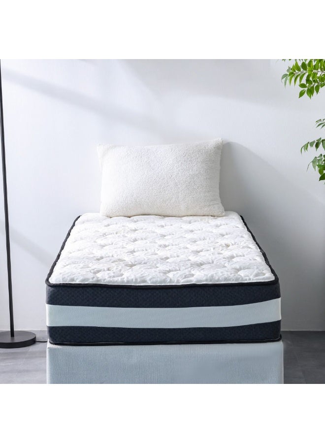 DANUBE HOME Luxuria Bonnell Spring Foam Mattress Medium Soft Feel Single Bed Mattress Spine Balance For Pressure Relief Thickness 26 Cm -White/ Dark Grey - Image 4