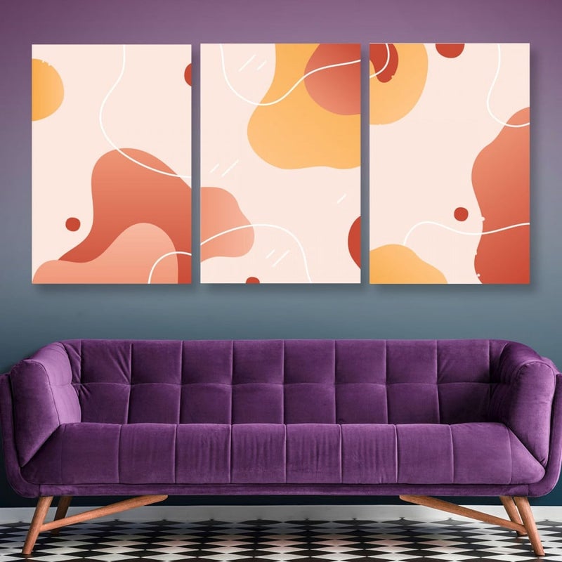 Marktna Three modern-designed canvas panels with a hollow frame, measuring (120×60), three pieces - Image 1