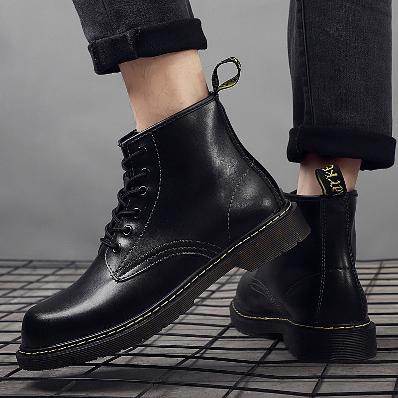 1465 Boys Six-Hole Martins Boots Cowhide Korean Style Street All-Match Trendy Boots Non-Slip Platform Knight Boots Mature Style - Image 3