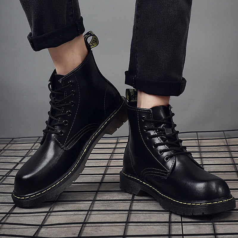 1465 Boys Six-Hole Martins Boots Cowhide Korean Style Street All-Match Trendy Boots Non-Slip Platform Knight Boots Mature Style - Image 2