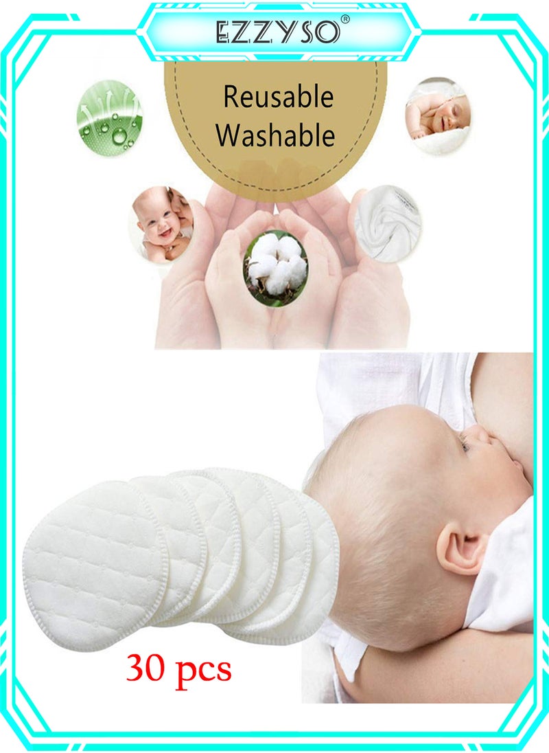 EzzySo Reusable Nursing Pads - Ultra Soft, Leak-Proof And Breathable, 30 Washable Eco-Friendly Pads | Discreet, Hypoallergenic And Lightweight  - Image 1