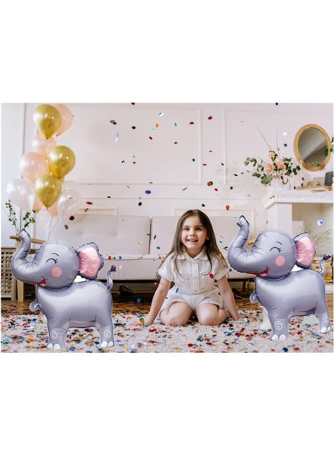 Elephant Foil Balloons,2Pcs 3D Giant Big Jungle Safari Animal Birthday Party Decorations,Safari Cartoon Balloon For Kids - Image 2