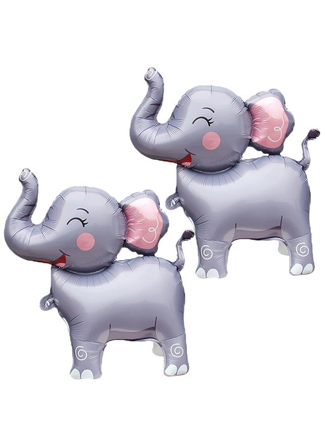 Elephant Foil Balloons,2Pcs 3D Giant Big Jungle Safari Animal Birthday Party Decorations,Safari Cartoon Balloon For Kids - Image 1