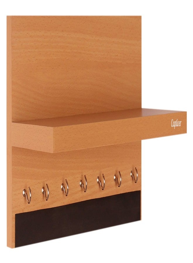 Captiver Engineered Wood Wall Mounted Key Holder with Storage Shelf Racks Stands (7 Hooks, Matte Beech) V Office Kitchen Chain Ring Keys Decorative Home Decor Stylish Keyholders Organizer - Image 4