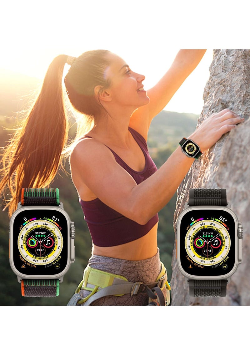 BORTONY Apple Watch Band 42mm 44mm 45mm 49mm Women Men Alpine Loop Nylon Strap Adjustable Metal Hook for iWatch Ultra Series SE 8/7/6/5/4/3/2/1 Pack of 2  - Image 5