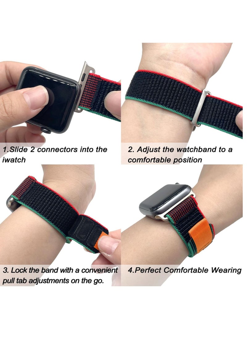 BORTONY Apple Watch Band 42mm 44mm 45mm 49mm Women Men Alpine Loop Nylon Strap Adjustable Metal Hook for iWatch Ultra Series SE 8/7/6/5/4/3/2/1 Pack of 2  - Image 4