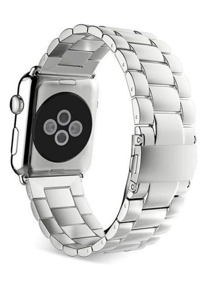 NIBEMINENT - Replacement Stainless Steel Smartwatch Band With Screen Protector For Apple Watch Series 3/4/5 38millimeter Silver - Image 1