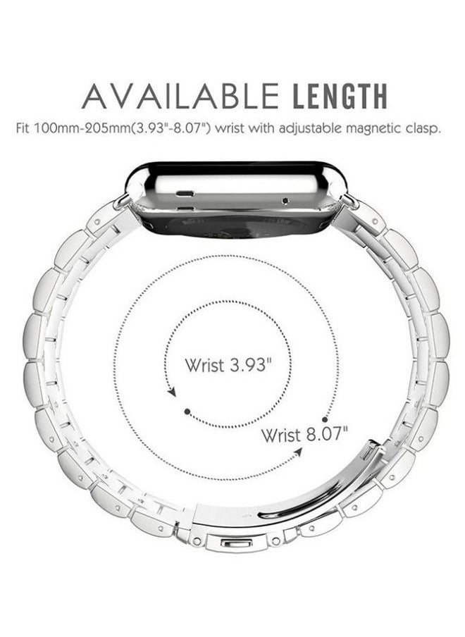 NIBEMINENT - Replacement Stainless Steel Smartwatch Band With Screen Protector For Apple Watch Series 3/4/5 38millimeter Silver - Image 1