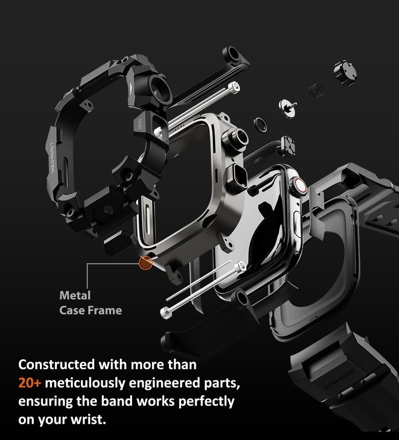 ULTIMAL Rugged Case with Band for Apple Watch Band 45mm,Compatible with Apple Watch Series 9/8/7 45mm,Military Grade Shockproof Bumper Cover for iWatch Tactical Band Men (Black, 45mm) - Image 5