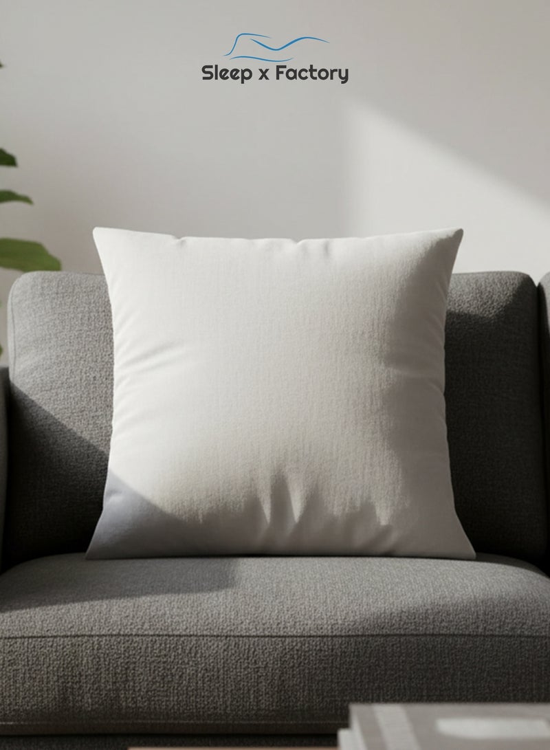 Sleep x Factory Velvet Off-White Decorative Cushions – 3 Pack – 45x45 cm – Microfiber Filled Pillow - Image 2