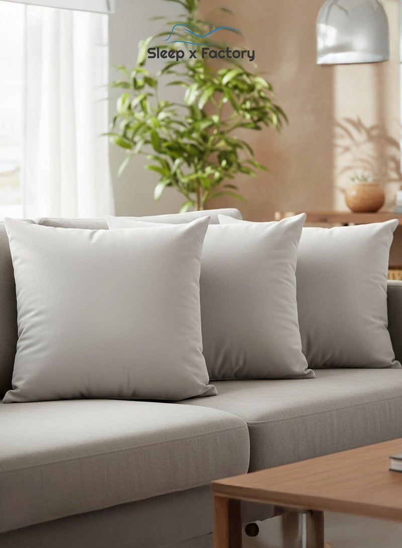 Sleep x Factory Velvet Off-White Decorative Cushions – 3 Pack – 45x45 cm – Microfiber Filled Pillow - Image 1