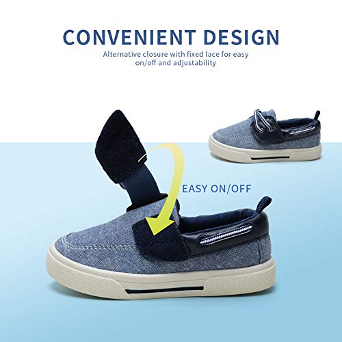 tombik Toddler Boys Loafers Shoes Kids Canvas Sneakers Boat Shoes for Walking Fall Navy Blue 11 US Little Kid - Image 5